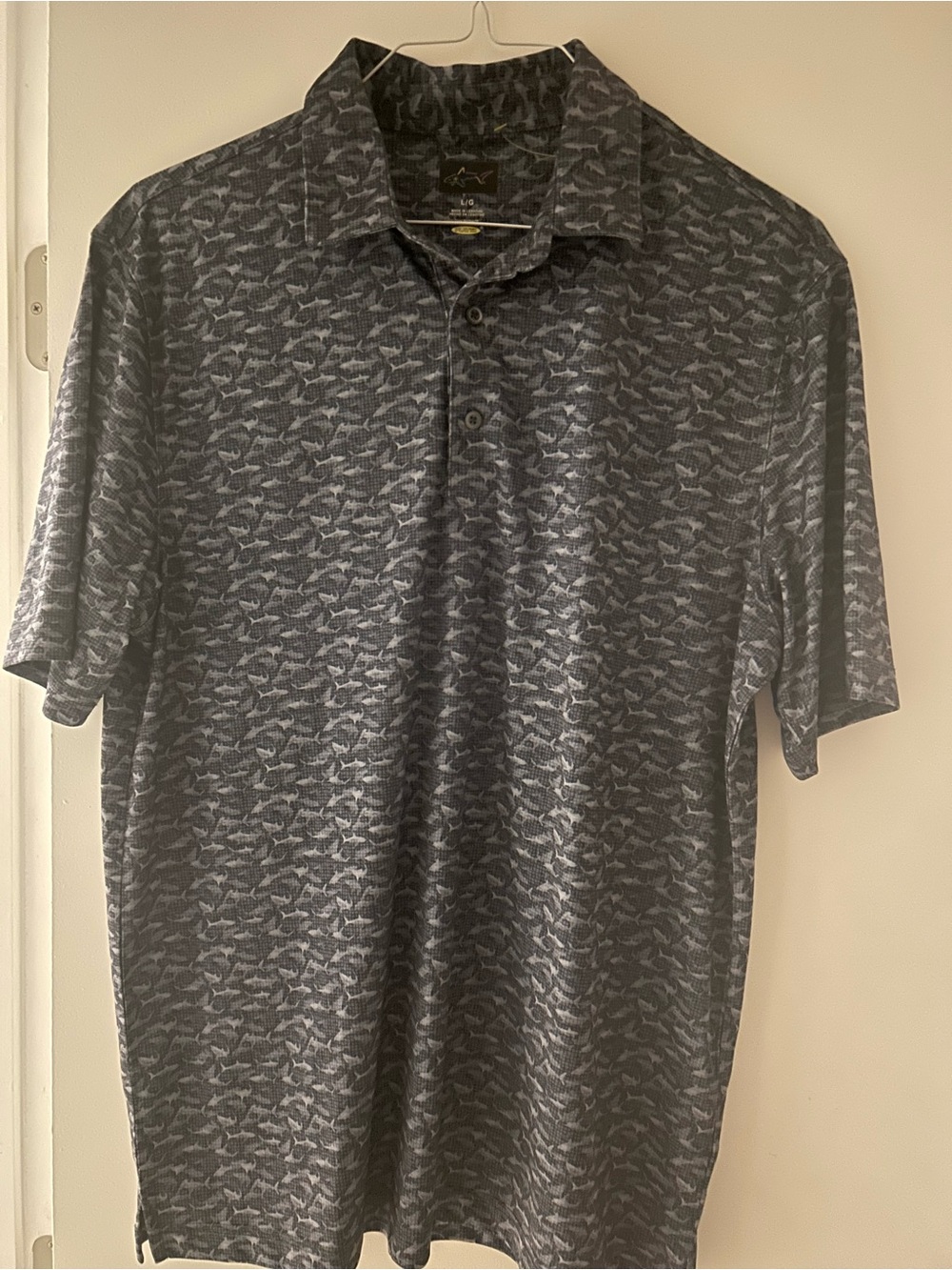 Greg Norman CLASSIC PIQUE SHARK Dark Gray Patterned Polo Shirt